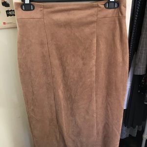 Suede Tan Midi Skirt